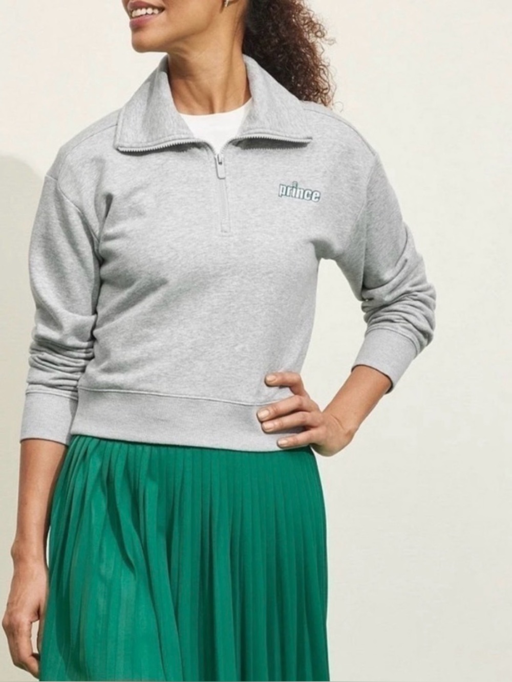 Prince Pickleball for Target Gray Zippered 1/4 Zip Polo Pullover Sweatshirt nwt